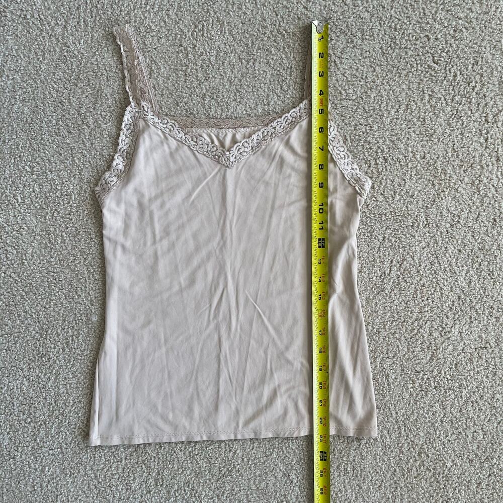 Y2K Cream Lace Trim Coquette V Neck Cami - size M - Picture 5 of 6
